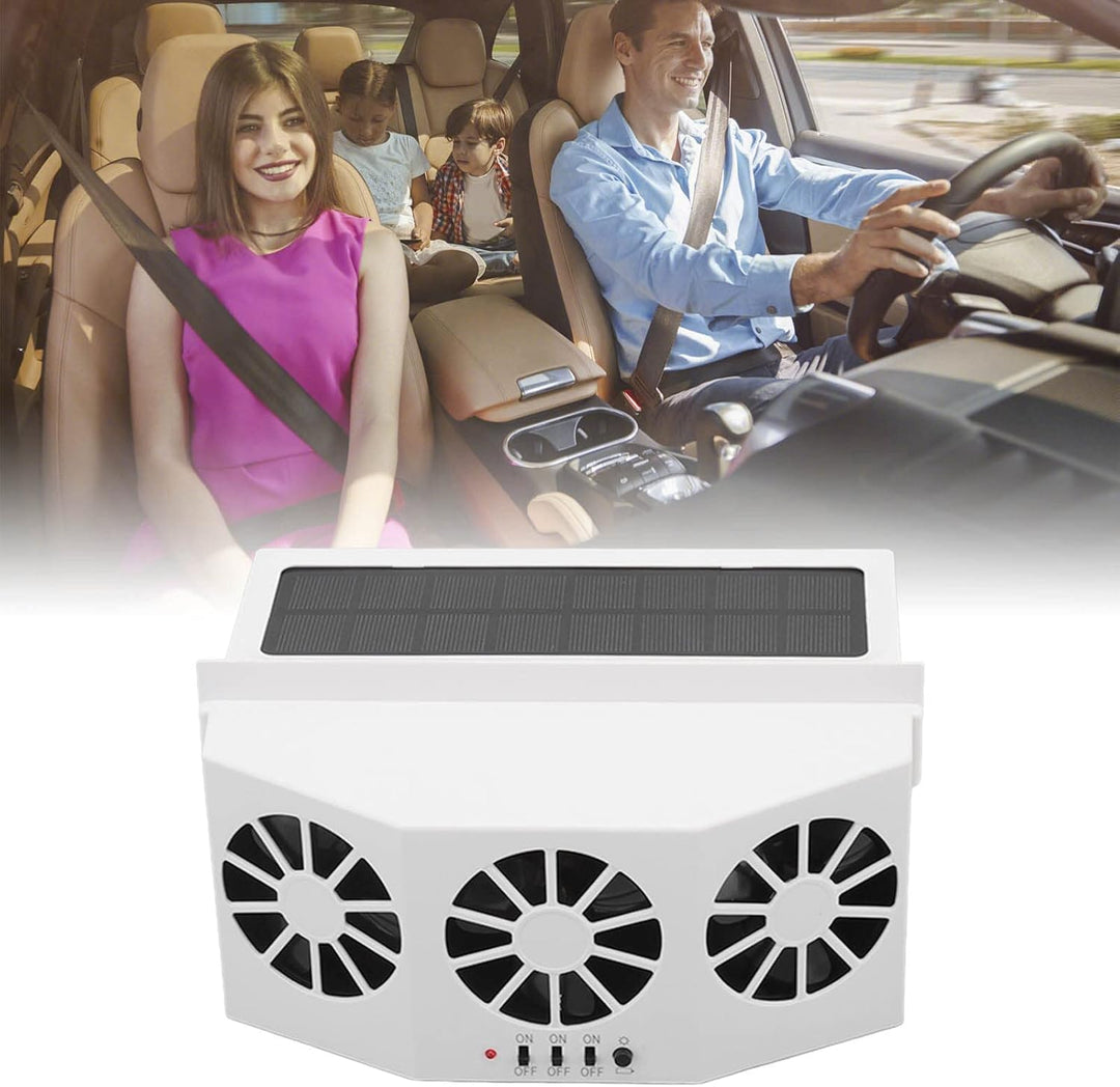 Srliya Solar Angetriebener Autokühler Grosser Weitwinkel 3 -Lüfter Deodorant Energy Saving Car Auspu