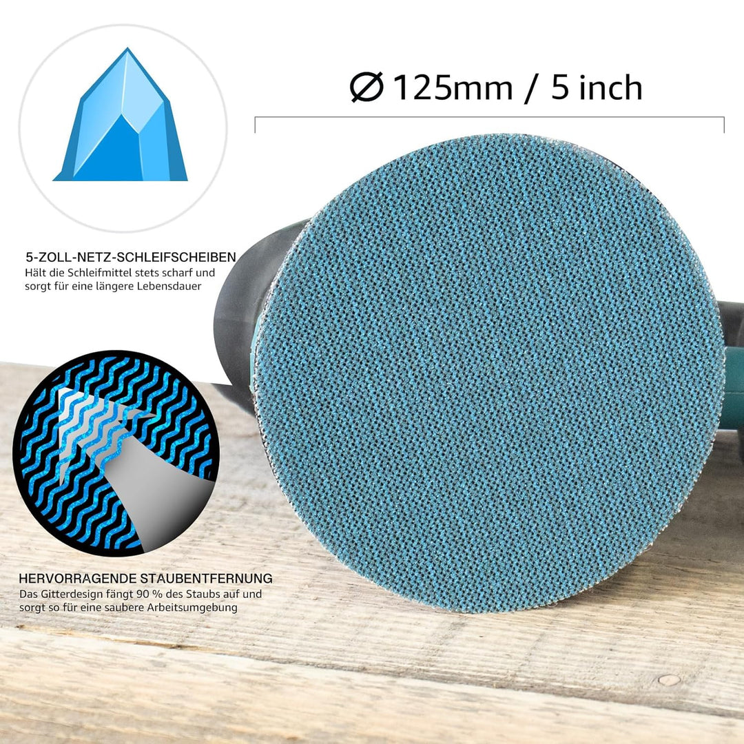 Schleifgitter 125mm Klett 120 Körnung Schleifpapier Rund Netz Blaues Keramik Netzschleifpapier 40 St
