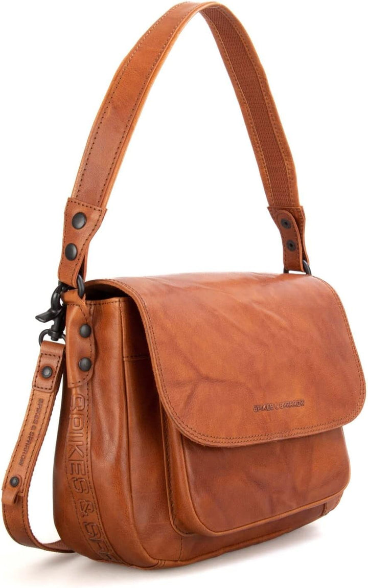Spikes & Sparrow Umhängetasche echt Leder Damen - 021616 Cognac, Cognac