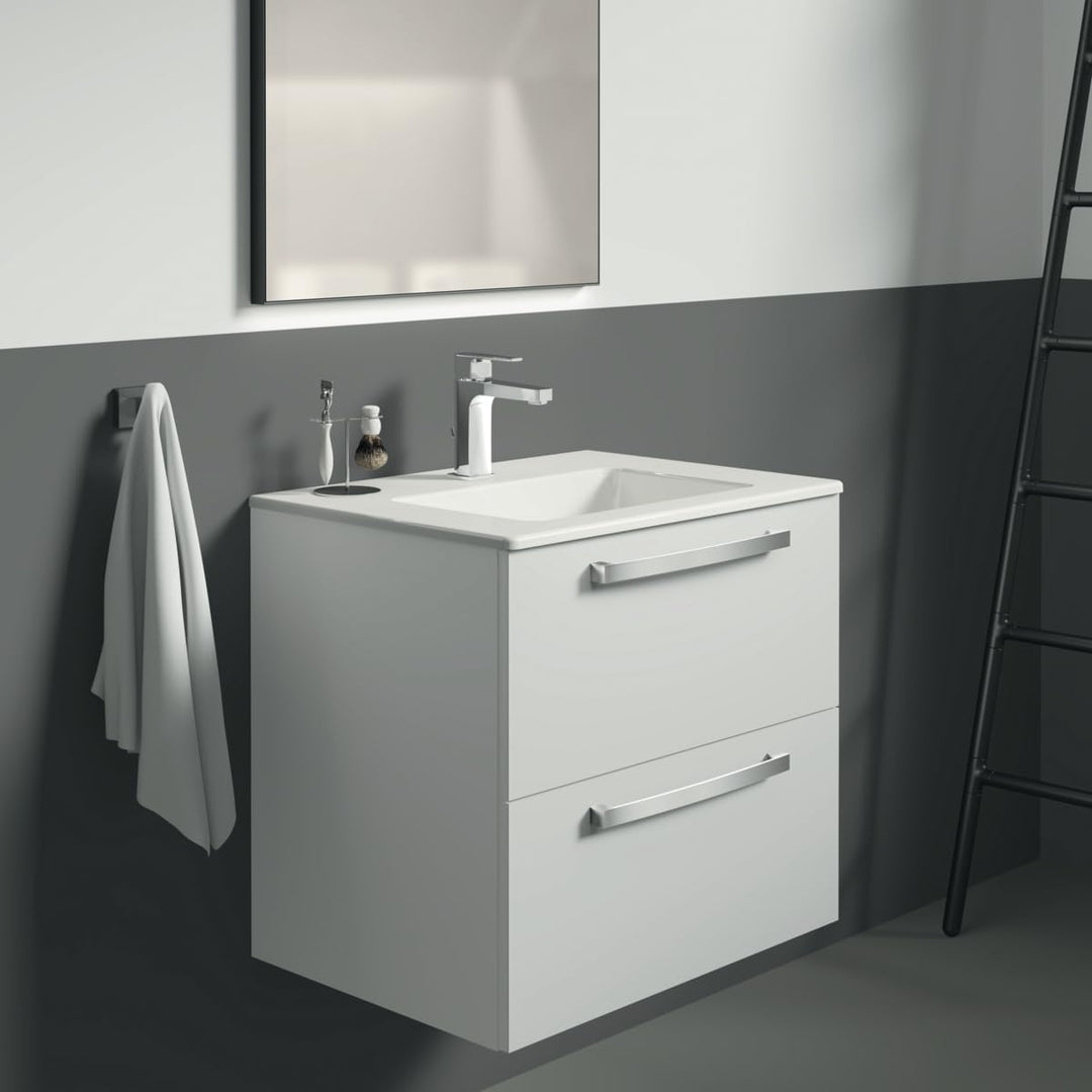 Ideal Standard BC686AA Cerafine D Waschtischarmatur Grande mit Zugknopf-Ablaufgarnitur Auslaufhöhe 1