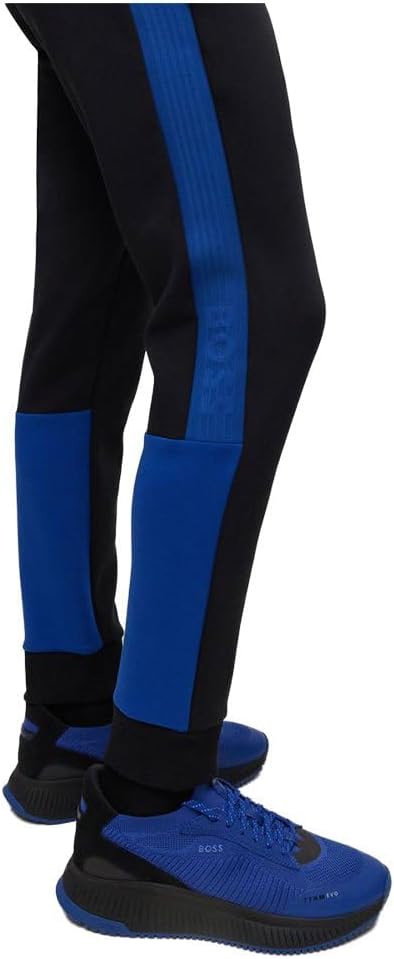 BOSS Herren Hadiko 1 Jogginghose aus Baumwoll-Mix mit Seitenstreifen, Black1