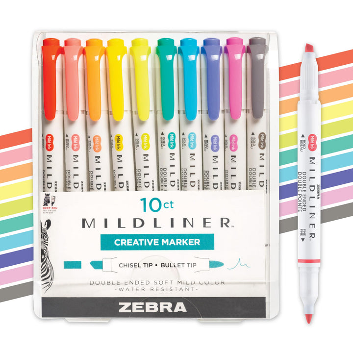 Zebra Pen Mildliner Textmarker-Set mit zwei Enden, Erfrischend und freundlich