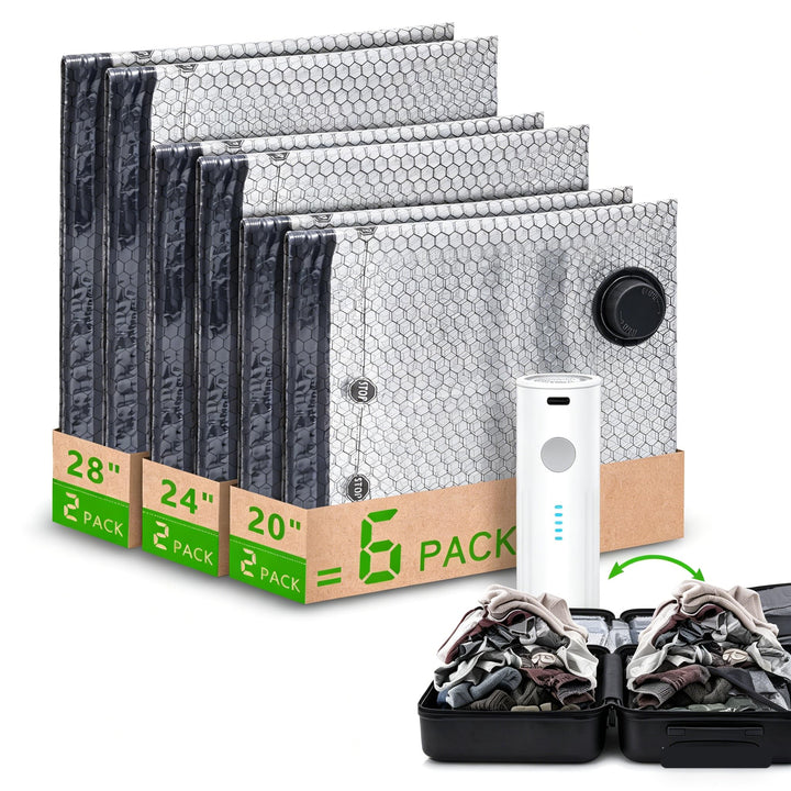 Vakuumbeutel für Kleidung bettdecken, 6 Stück(3 Gross 60x50cm & 2 x Mittel 60x40cm & 2 Kleine 50x40c