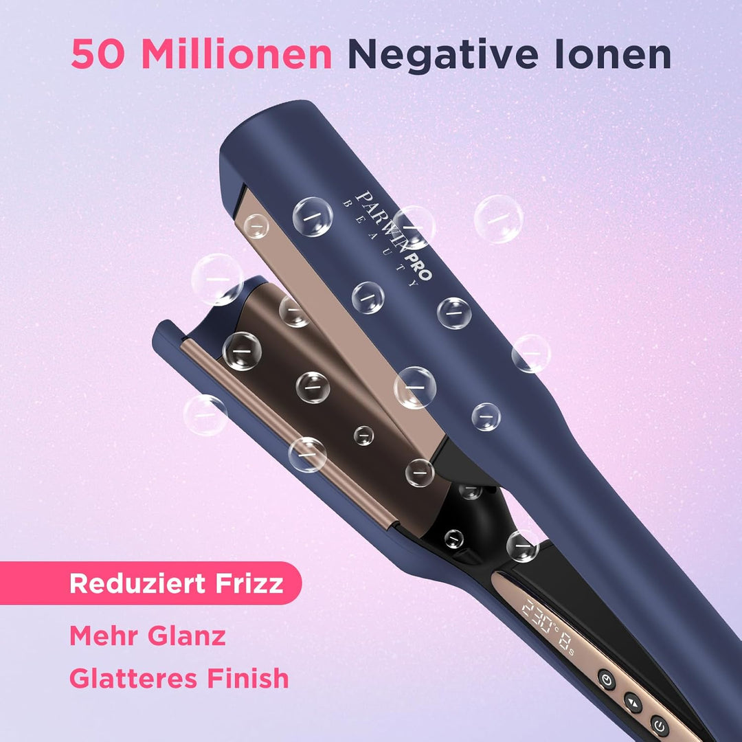 Meerjungfrauen Deep Waves Welleneisen 25 mm, PARWIN PRO BEAUTY Doppelzylinder Beach Waves Lockenstab