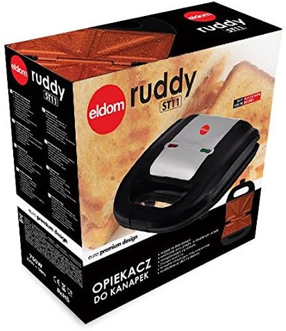 eldom ST11 Ruddy Duo Sandwichmaker | Sandwichgrill für dreieckige Toasts | mit Anti-Haft-Beschichtun