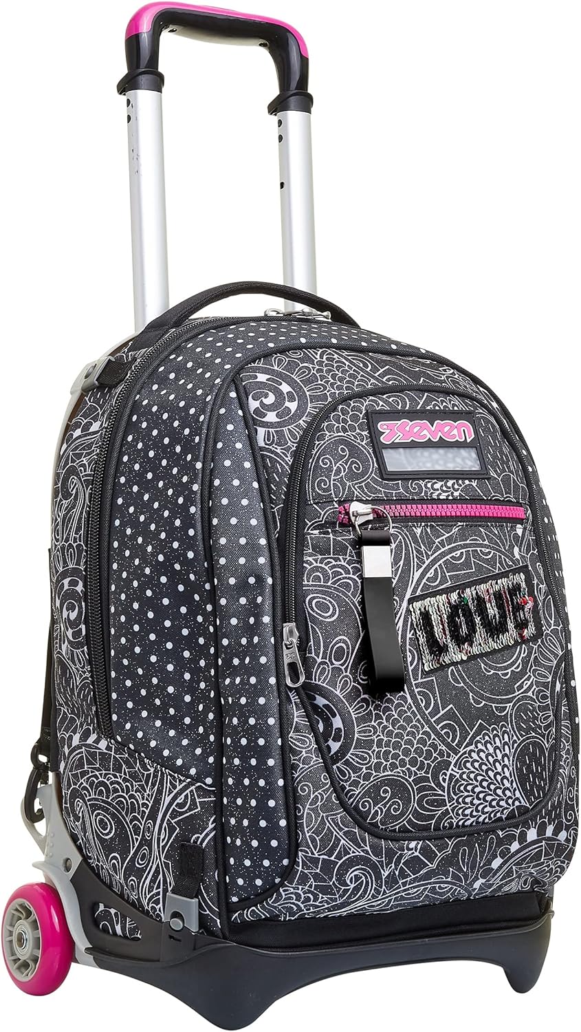 Seven TROLLEY Rucksack mit Trolleyfunktion, 3 in 1, Schulranzen mit Rollen, Abnehmbarer Rucksack, ab