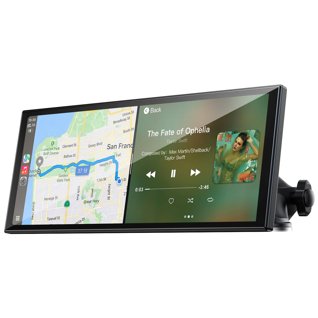 LAMTTO Wireless CarPlay Display 9.26" Kabelloses AppIe CarPlay & Android Auto Tragbares Car Play Tou