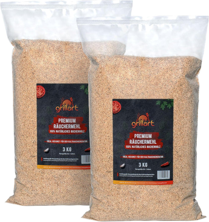 grillart® Premium Räuchermehl Buche - 3KG - ideal zum Kalträuchern geeignet - 100% natürliches Buche