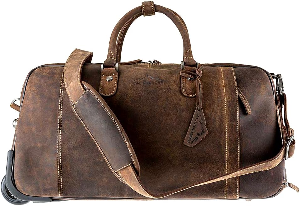 Alpenleder Reisetasche mit Rollen - ROM (Handgefertigt) - Nachhaltiges Bio-Leder aus regionaler Land