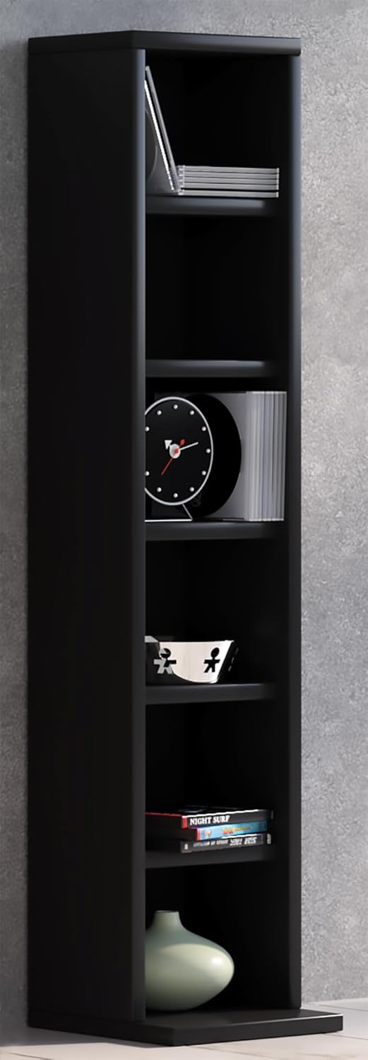 VCM Regal DVD CD Schrank Rack Möbel Aufbewahrung Holzregal Standregal Möbel Anbauprogramm Schwarz