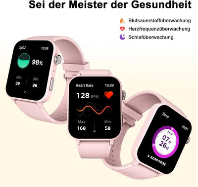 Blackview Smartwatch Damen, 1,85'' Fitnessuhr mit Tätigen und Annehmen von Anrufen, Sportuhr mit 100