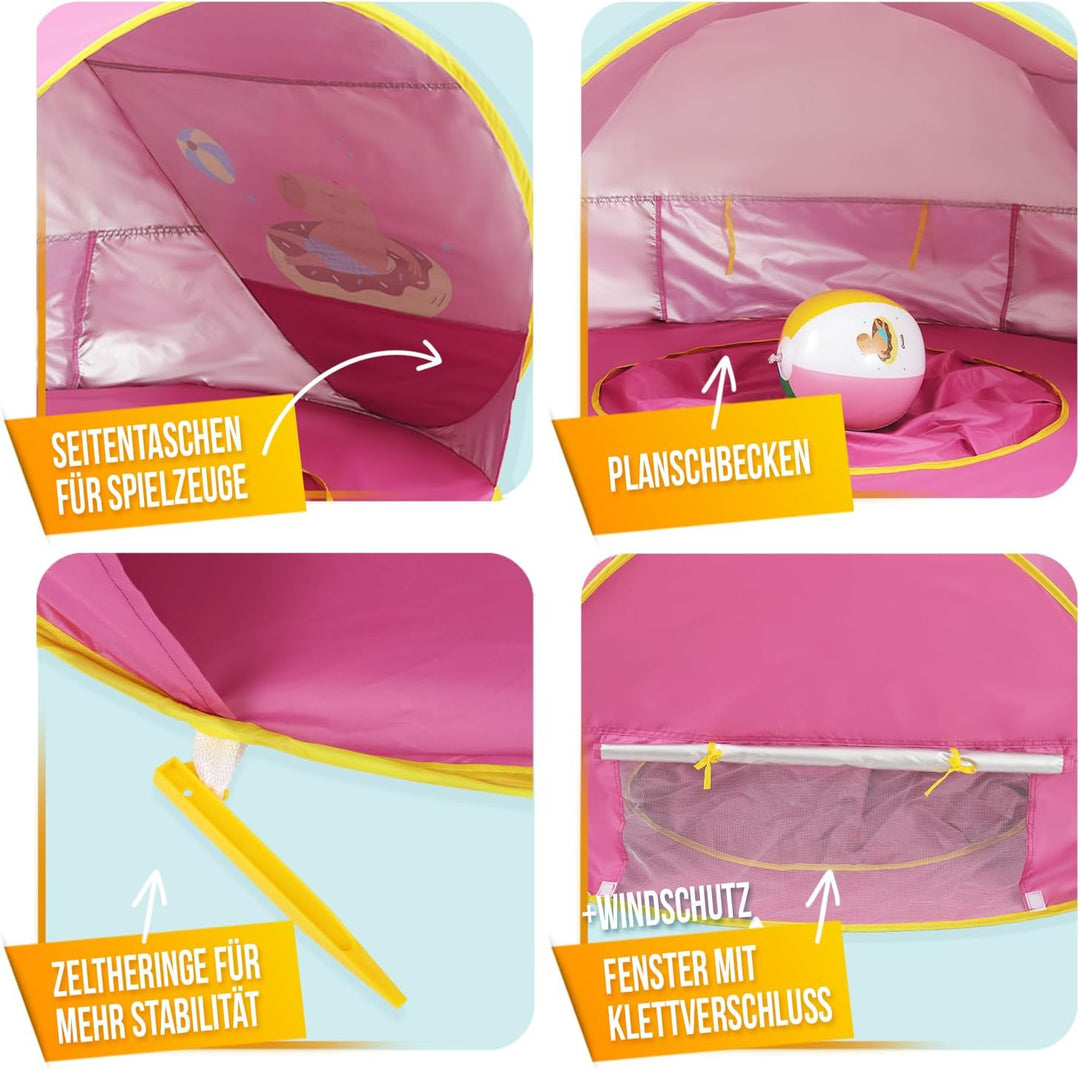 Chillife Strandmuschel Pop up Set I Tragbares Strandzelt mit UV Schutz und Windschutz Strand I Wasse