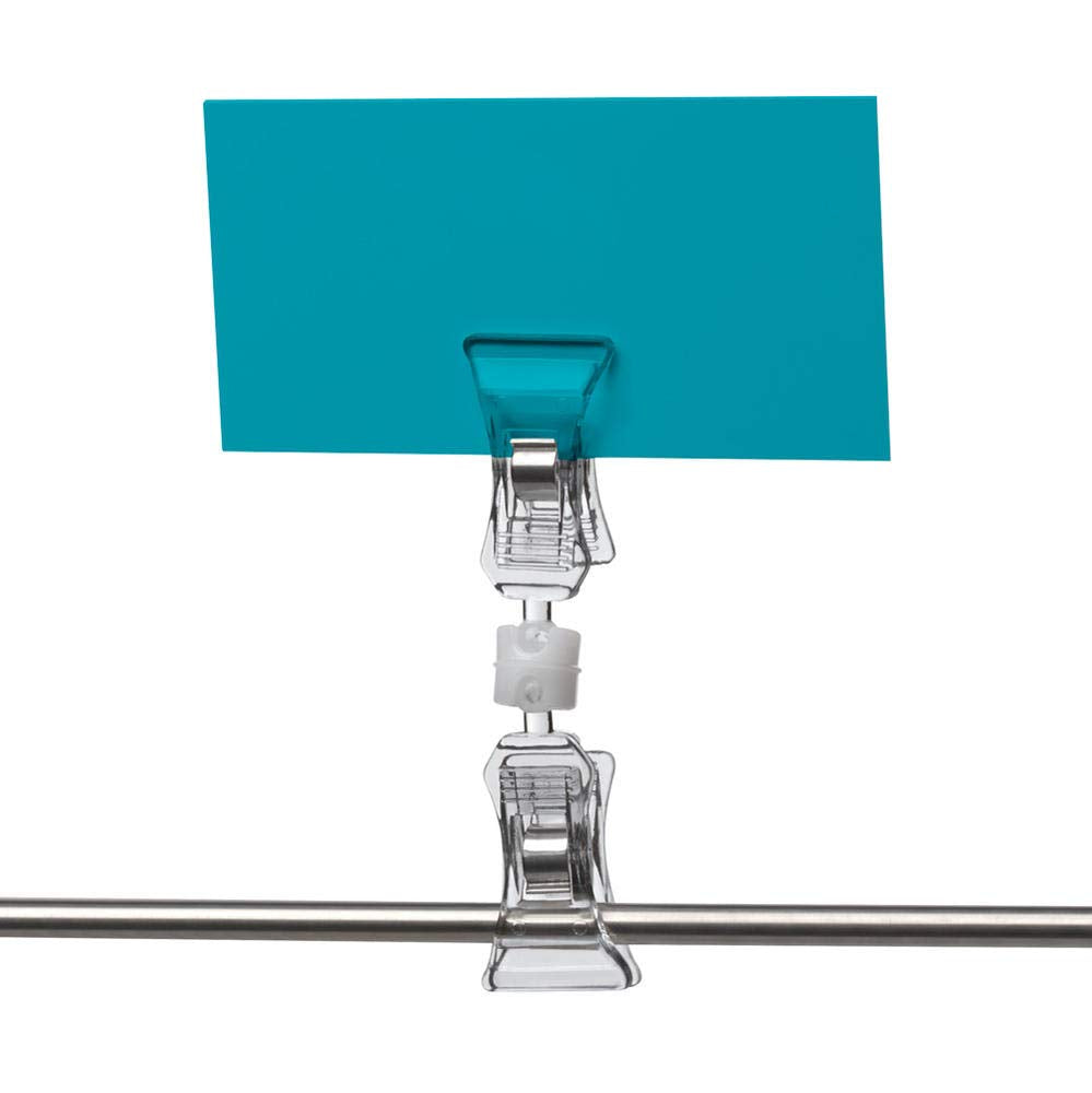 25 doppelte drehbare Preisclips, Etikettenhalter mit Gesamthöhe 92mm, Preishalter transparent oder s