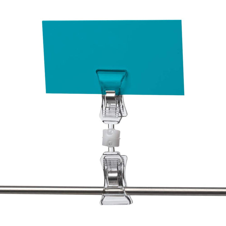 25 doppelte drehbare Preisclips, Etikettenhalter mit Gesamthöhe 92mm, Preishalter transparent oder s