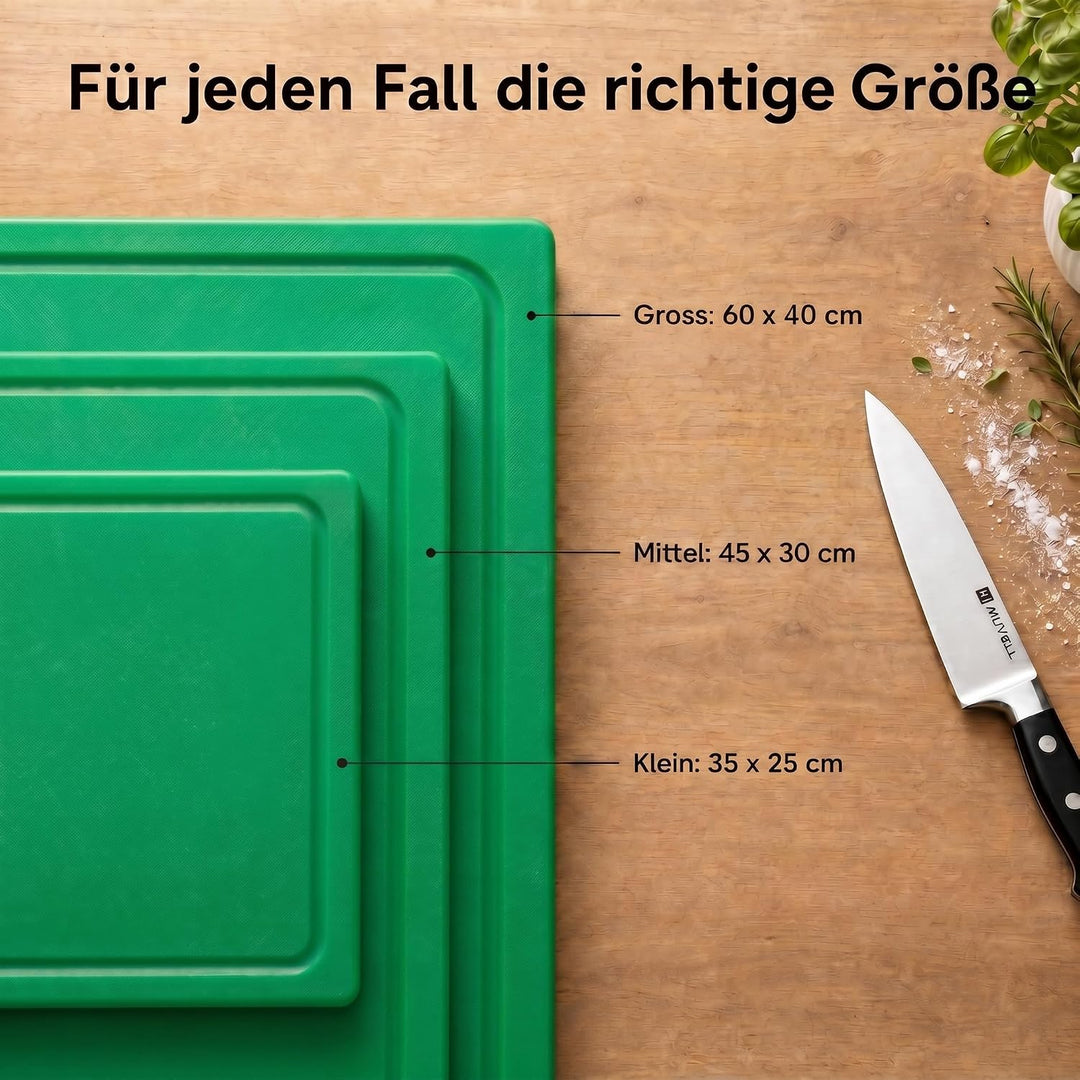 stabiles Schneidebrett Kunststoff | Grün, 45x30x2 cm | Spülmaschinenfest, EXTRA dick, messerschonend