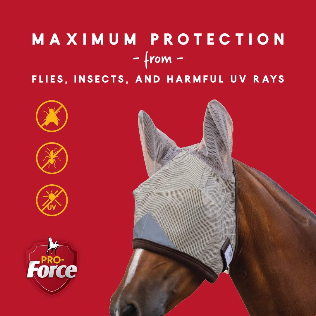 Mannapro Pro-Force Pferdefliegenmaske mit Ohren, Mit Ohren