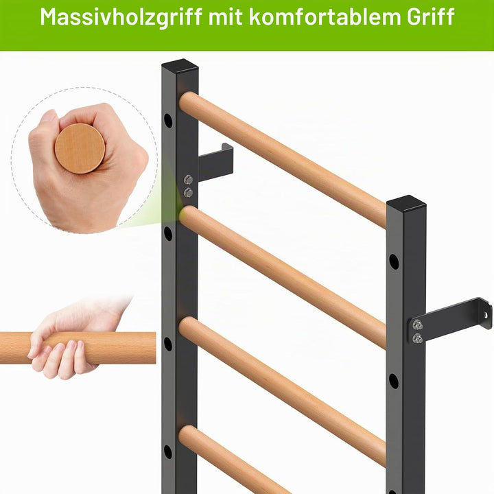 Kipika Turnreck – 5,1 x 5,1 cm schwedische Leiter mit 2,5 cm Loch, wandmontierter Klimmzugstangen-Le