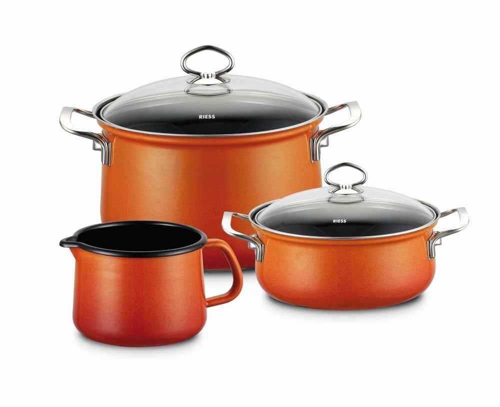 Riess, 0520-034, Starter-Set 3-teilig, NOUVELLE, CORALL, bestehend aus: Fleischtopf mit Glasdeckel 2