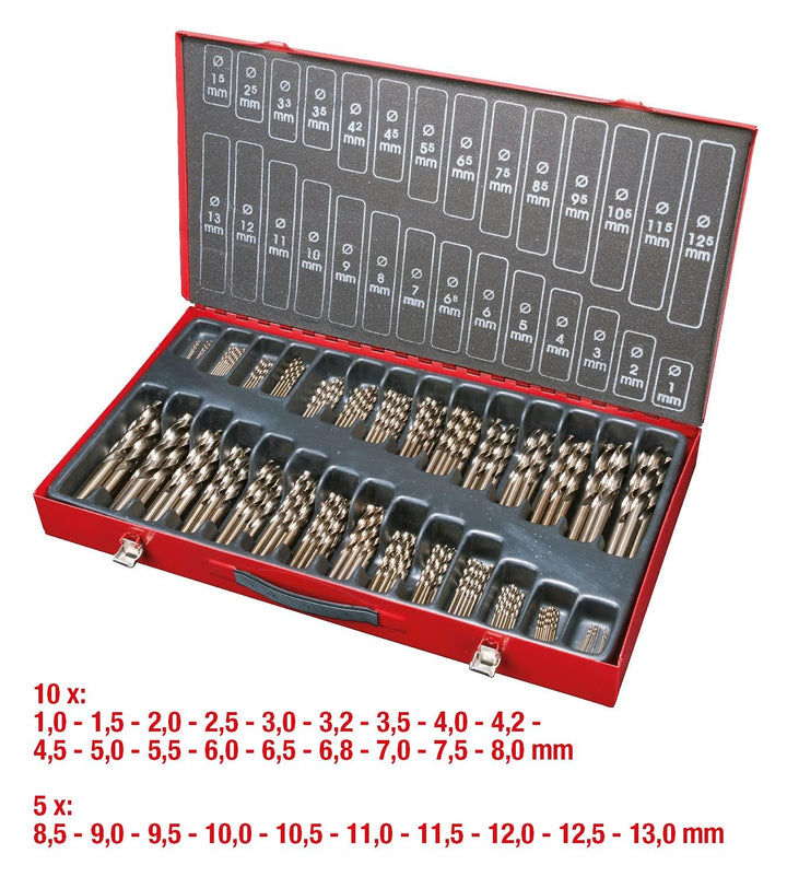 KS Tools 330.3650 HSS-G Co 5 Spiralbohrer-Satz, 230-tlg., 1-13mm