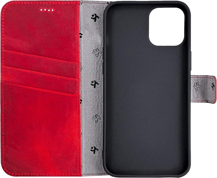 Suncase Book-Style Hülle kompatibel mit iPhone 12 Pro Max (6.7") Leder Tasche (Slim-Fit) Lederhülle
