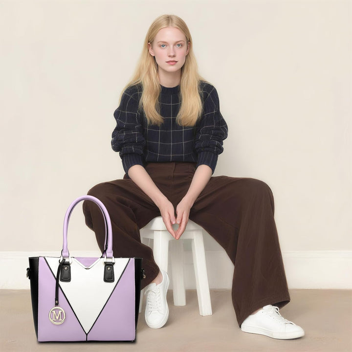 Miss Lulu Pu Ledertasche Damen Schultertasche Handtasche Lila, Lila