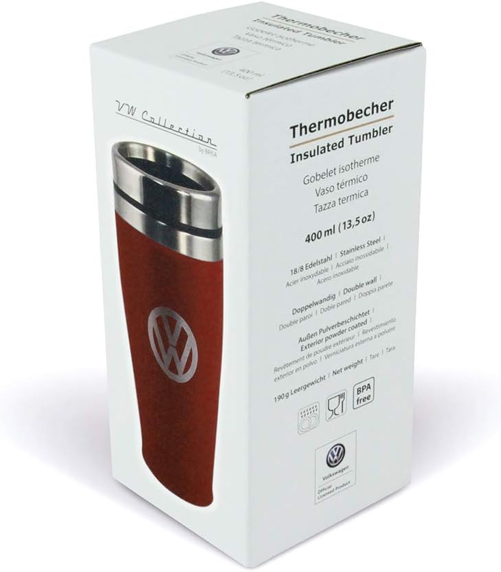 BRISA VW Collection - Original Volkswagen Isolierter Edelstahl Thermo-Becher (Doppelwandig/450ml/Rot