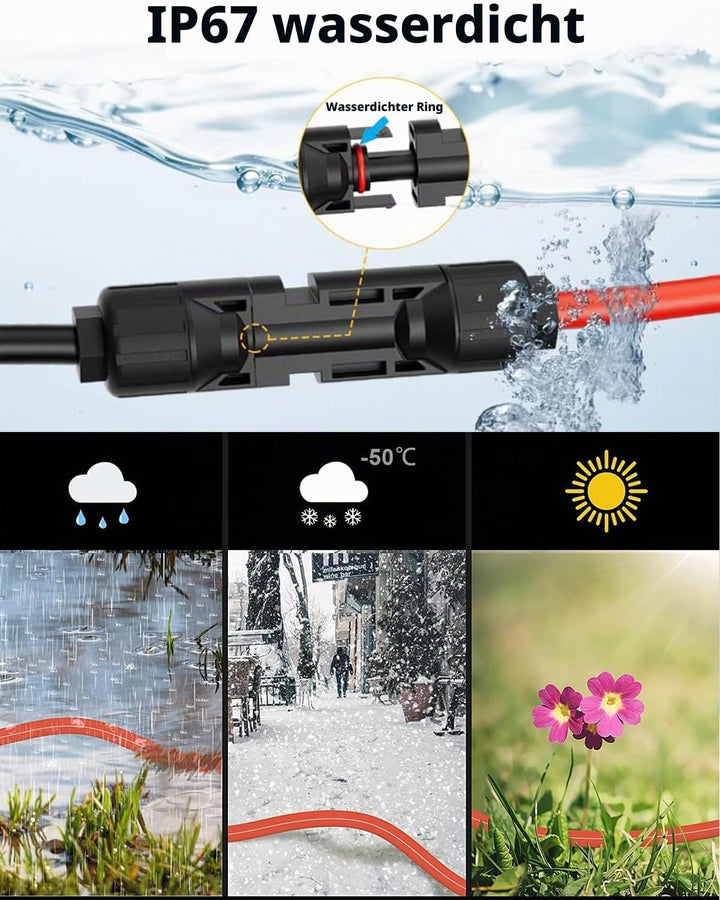 Tonton 9 Meter Solarkabel 6mm² mit Solarstecker, 10AWG Verlängerungskabel für Solaranlagen, Photovol