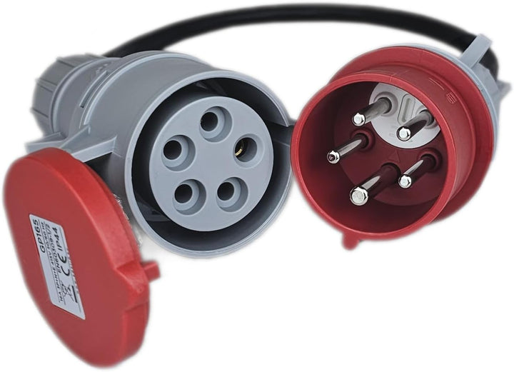 RoadEu - CEE Adapter 32A auf 32A mit Phasenwender - Starkstrom Adapter 32A Stecker auf 32A Kupplung