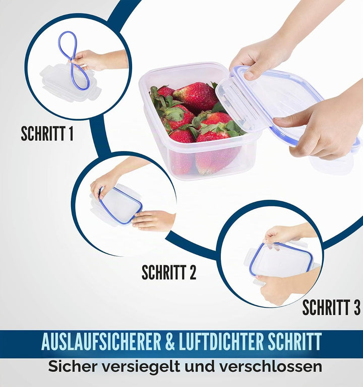 KICHLY 18 Stück luftdichte Plastik frischhaltedosen mit deckel (9 Behälter, 9 Deckel) frischhaltedos
