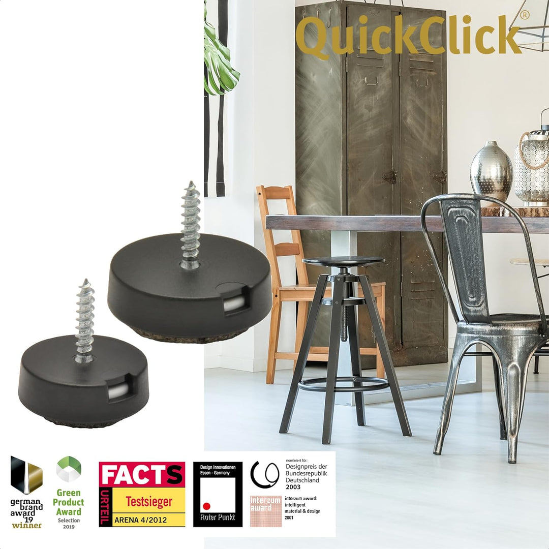 Wagner QuickClick® Möbelgleiter - Dining Set - 1 Tisch, 6 Stühle - 28 x Basis + wendbarer Einsatz -