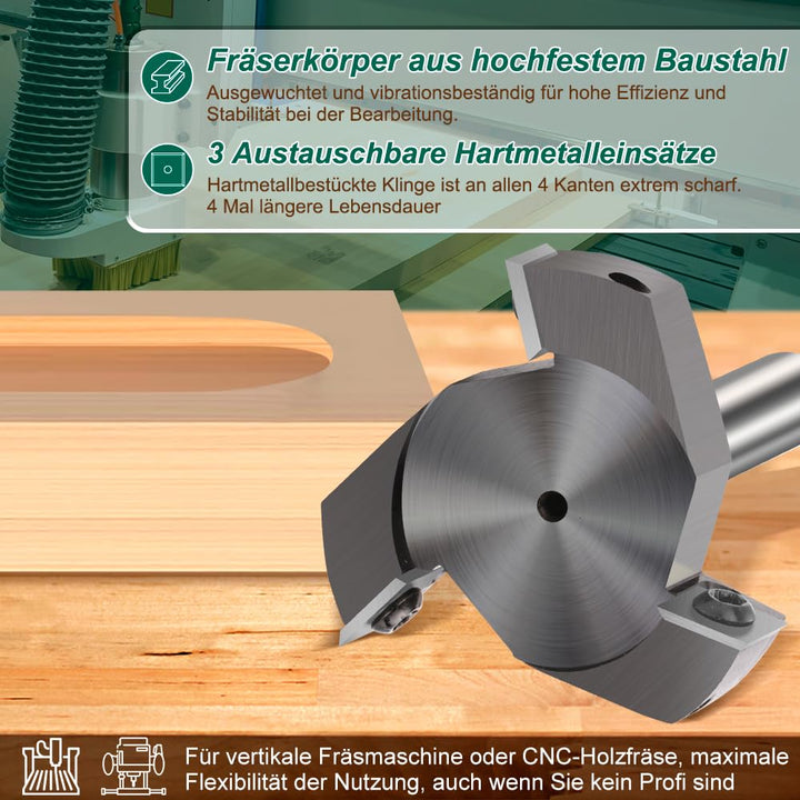 BALUGAEA Oberfräse Planfräser 12mm Schaft 60mm Durchmesser Flächenfräser mit Wendeplatten Hobelfräse