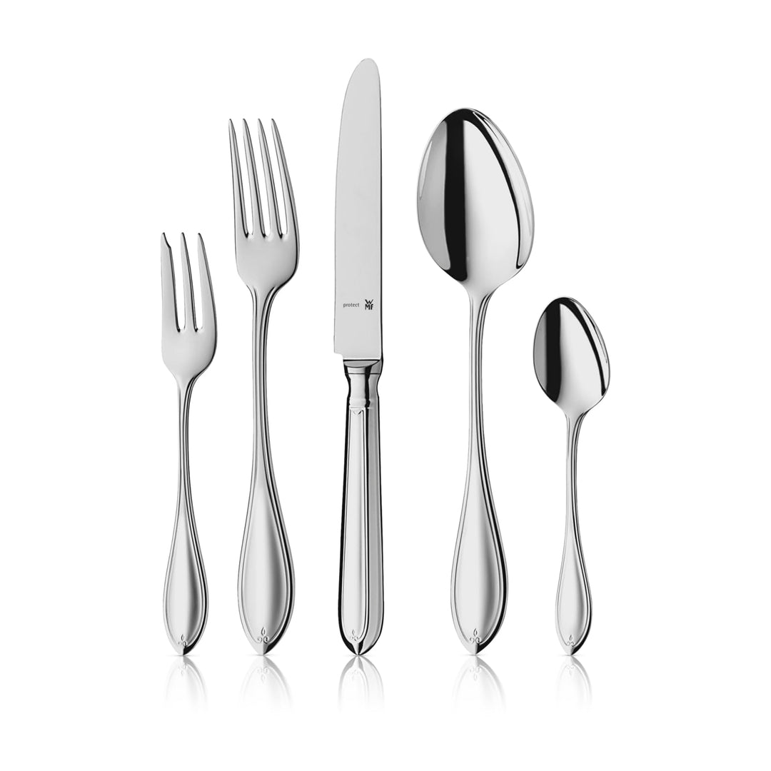 WMF Premiere Edelstahl Besteck Set 6 Personen, Essbesteck Set 30 teilig, Hohlheftmesser, Cromargan p
