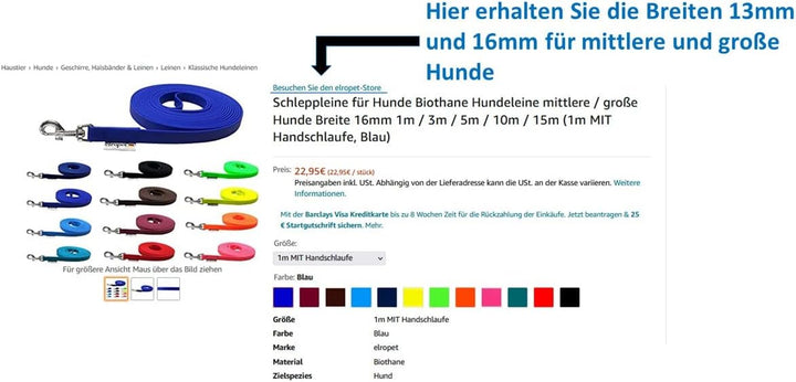 Schleppleine Biothane Hundeleine kleine Hunde 9mm 3m / 5m / 10m / 15m Hundeleine Biothane (10m OHNE