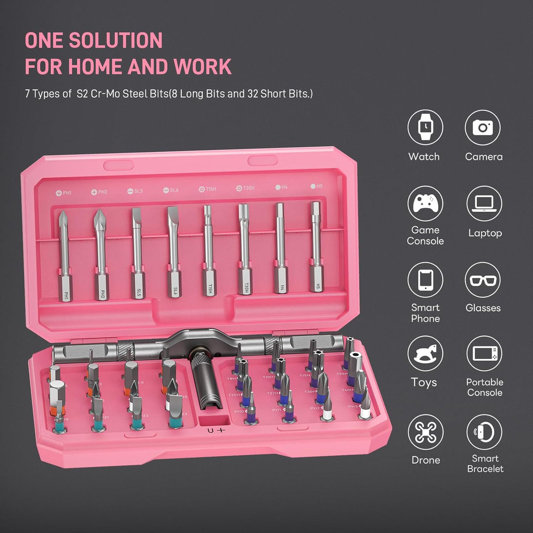 42 in 1 Präzisions Schraubendreher Set Magnetisch, Multi-Bit Reparatur Werkzeug für Laptop, Handy, S