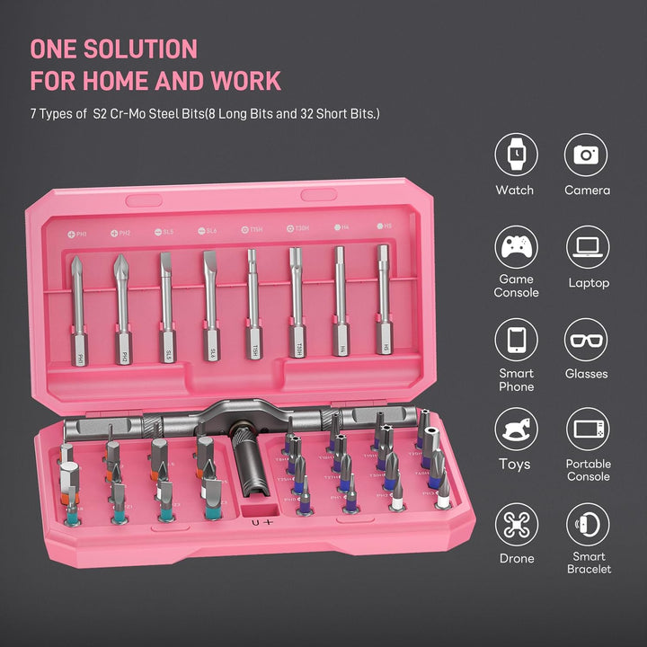 42 in 1 Präzisions Schraubendreher Set Magnetisch, Multi-Bit Reparatur Werkzeug für Laptop, Handy, S