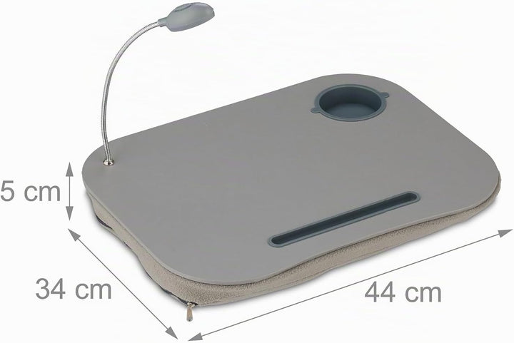 Relaxdays Laptopkissen, LED-Licht, tragbar, flacher Lapdesk, mit Getränkehalter, weiches kleines Sch
