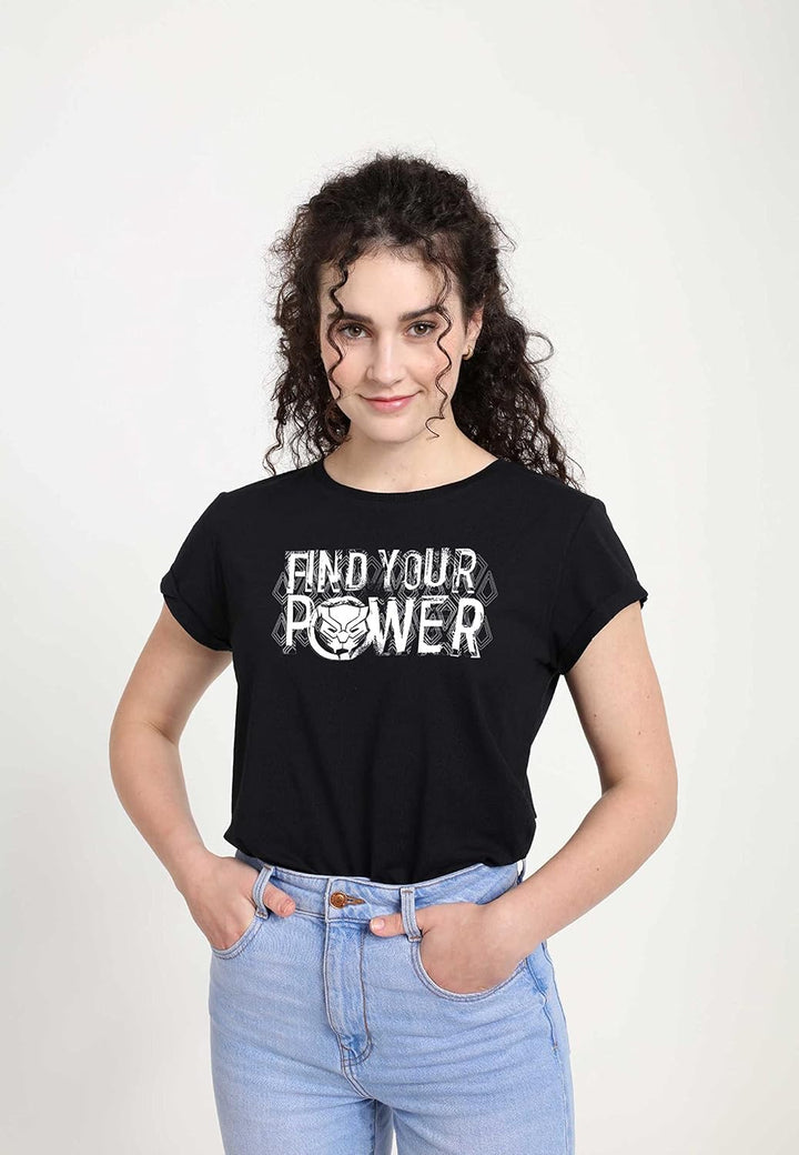 Marvel Avengers - Panther Power Women's Rolled-sleeve Black M