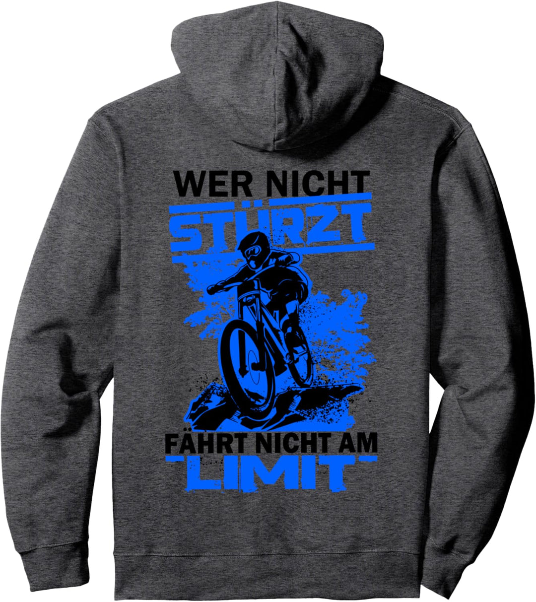 Downhill Jungen MTB Wer Nicht Stürzt Fährt Nicht Am Limit Pullover Hoodie