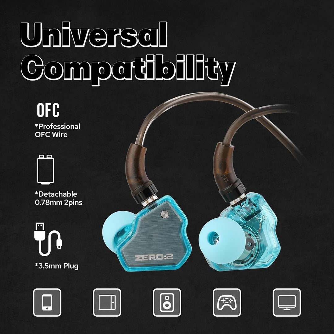 LINSOUL 7Hz x Crinacle Zero:2 In-Ear-Monitor, Aktualisierter 10mm dynamischer Treiber IEM, kabelgebu