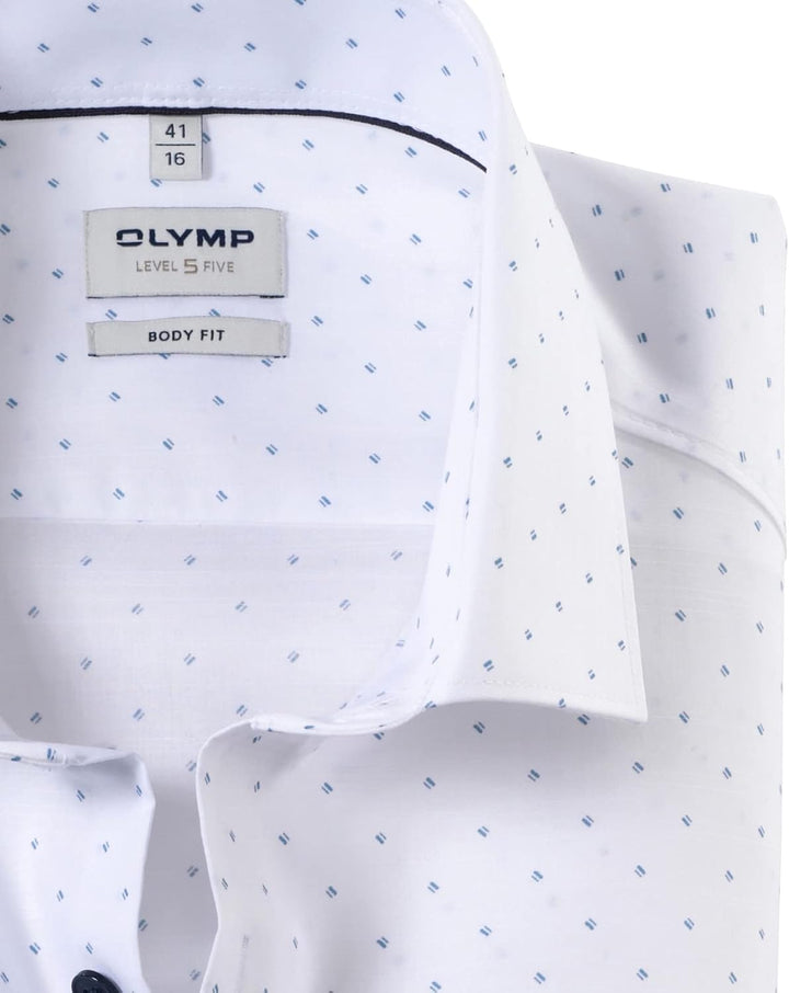 OLYMP Herren Businesshemd Langarm Level Five,Rotationsdruck,Body fit,Modern Kent 40 Weiss 00, 40 Wei