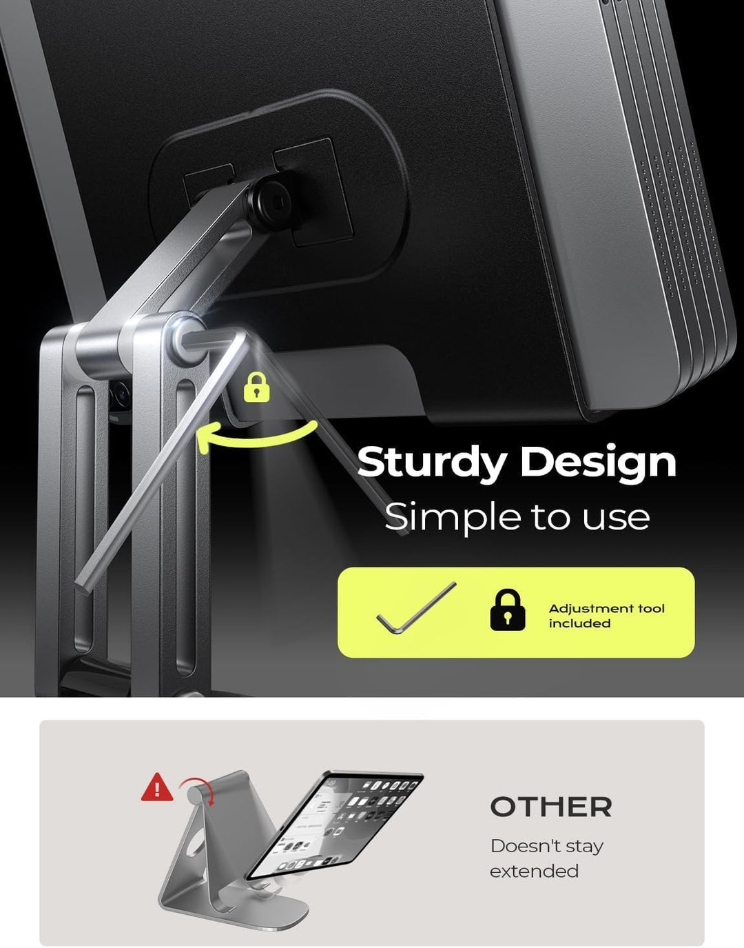 LISEN für iPad Ständer Tablet Ständer, Verstellbarer Tablet Halterung Tisch Super Stabil Universal T
