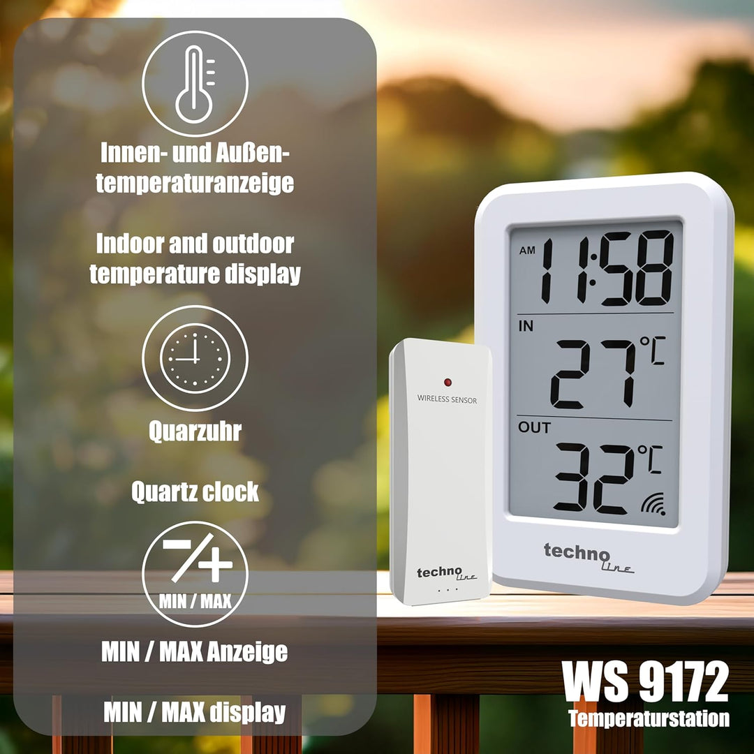 Temperaturstation WS9172, Innentemperatur, Aussentemperatur, Uhrzeit, schlicht einfach und gut!