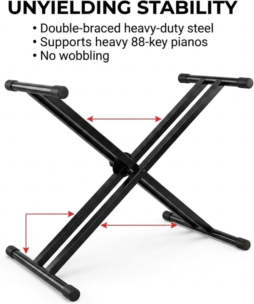 Rockjam Double Bracked Einstellbarer Tastaturständer mit Verriegelungsbändern Double Bracked