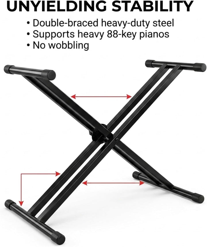 Rockjam Double Bracked Einstellbarer Tastaturständer mit Verriegelungsbändern Double Bracked