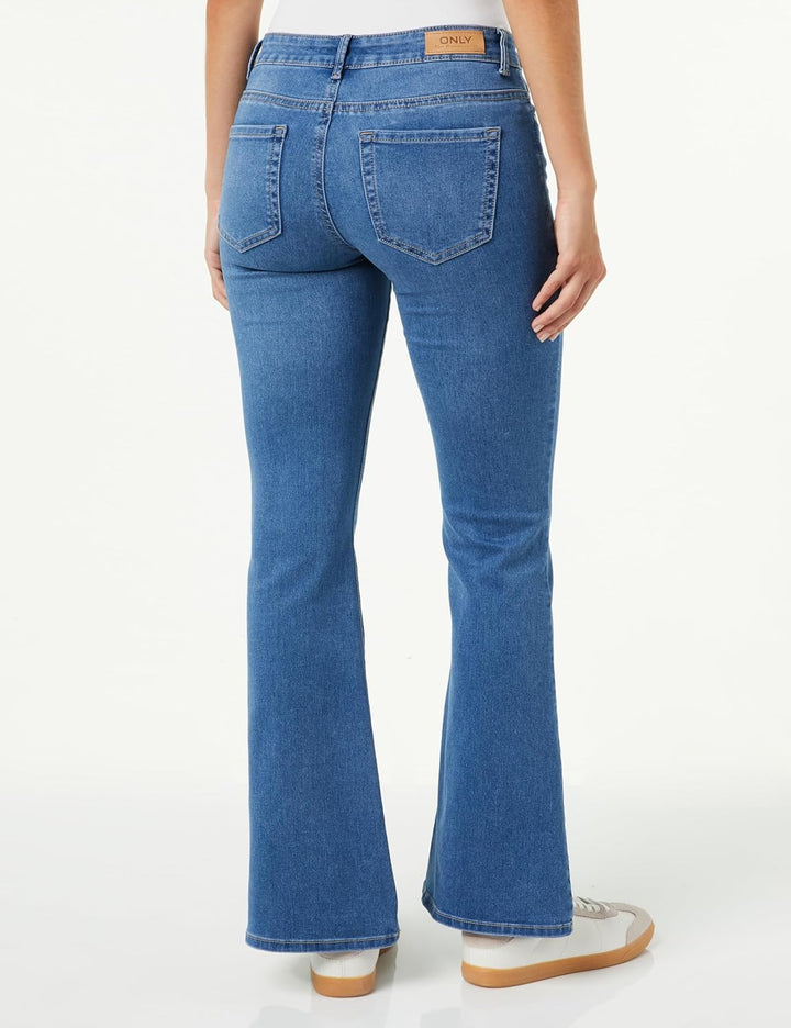 ONLY Female Schlaghosen-Jeans ONLREESE Mittlere Taille Flared Jeans 26W / 32L Light Medium Blue Deni