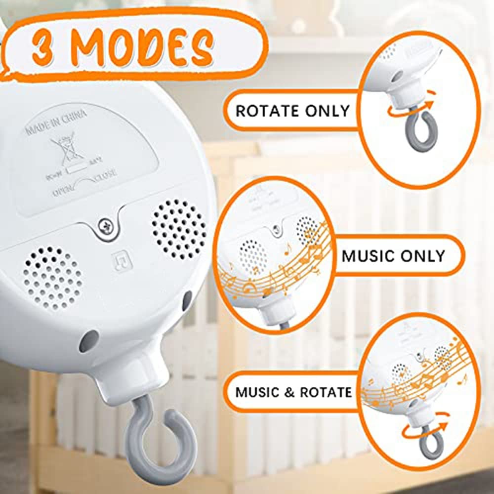Kinderbett Mobile Motor Baby Spieluhr mit 3 LautstäRke Einstellbar 12 Schlaflieder Off 30 Minuten