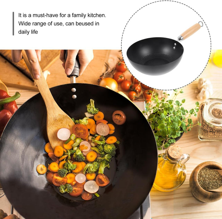 Cabilock Kleine Gusseiserne Wokpfanne 20 Cm Flacher Boden Mini Kochtopf Ohne Beschichtung Für Indukt
