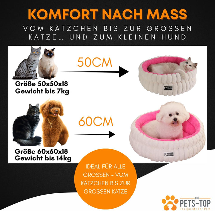 Katzenbett Flauschig – Katzenkissen Rund Weich – Cat Bed Waschbar – Schlafplatz für Katze & Kleine H