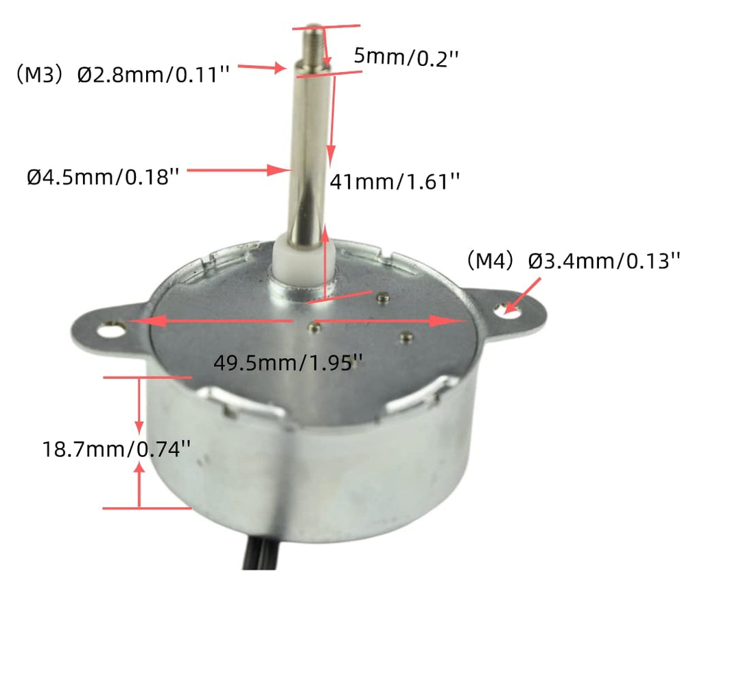CHANCS Synchronmotor TYC40 12V DC 5U/min Welle 35mm mit DC-Netzteil - Eingang 100/240V Ausgang DC 12