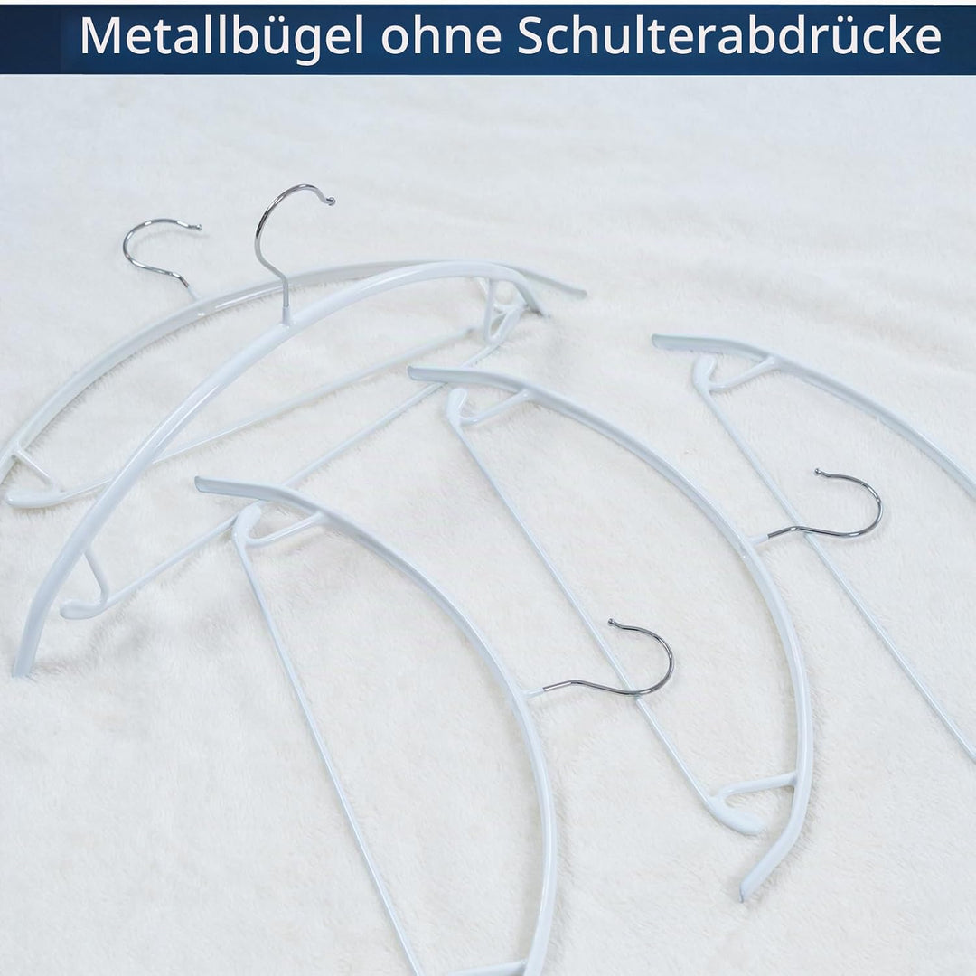 Kleiderbügel aus Metall, 20 Stück, weiss, 42 cm, Anti-Rutsch-Gummibeschichtung verhindert Schulterbe